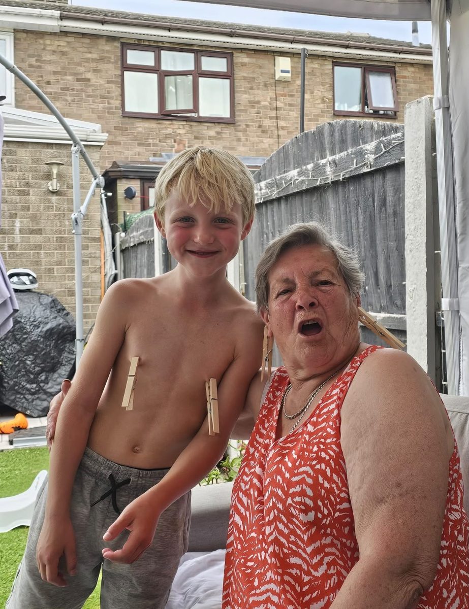 In the garden with a grandchild