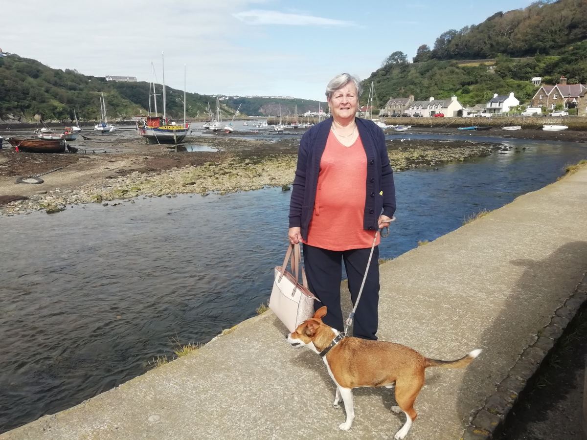 Walking the dog by the sea