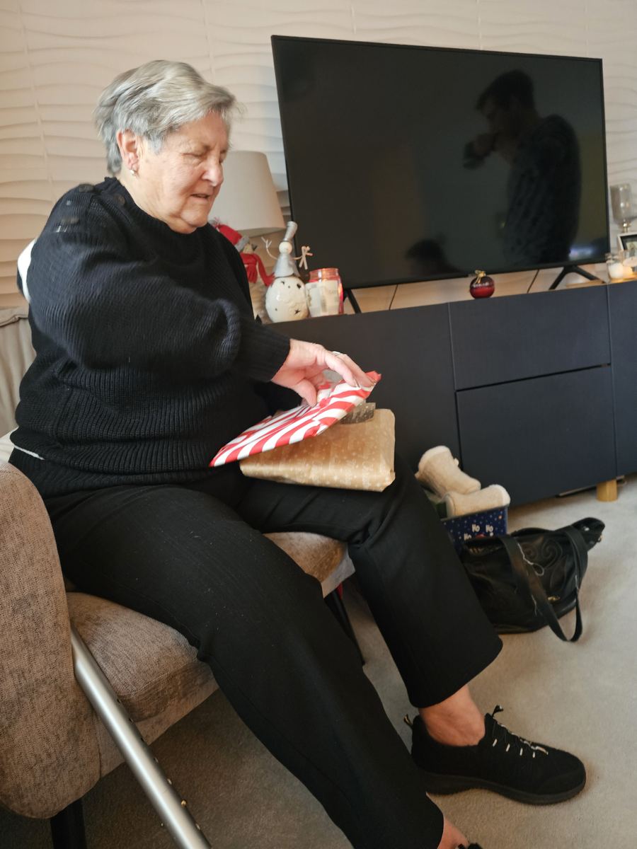 Opening a gift