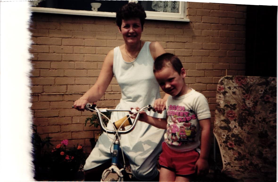 In the back garden, around 1990