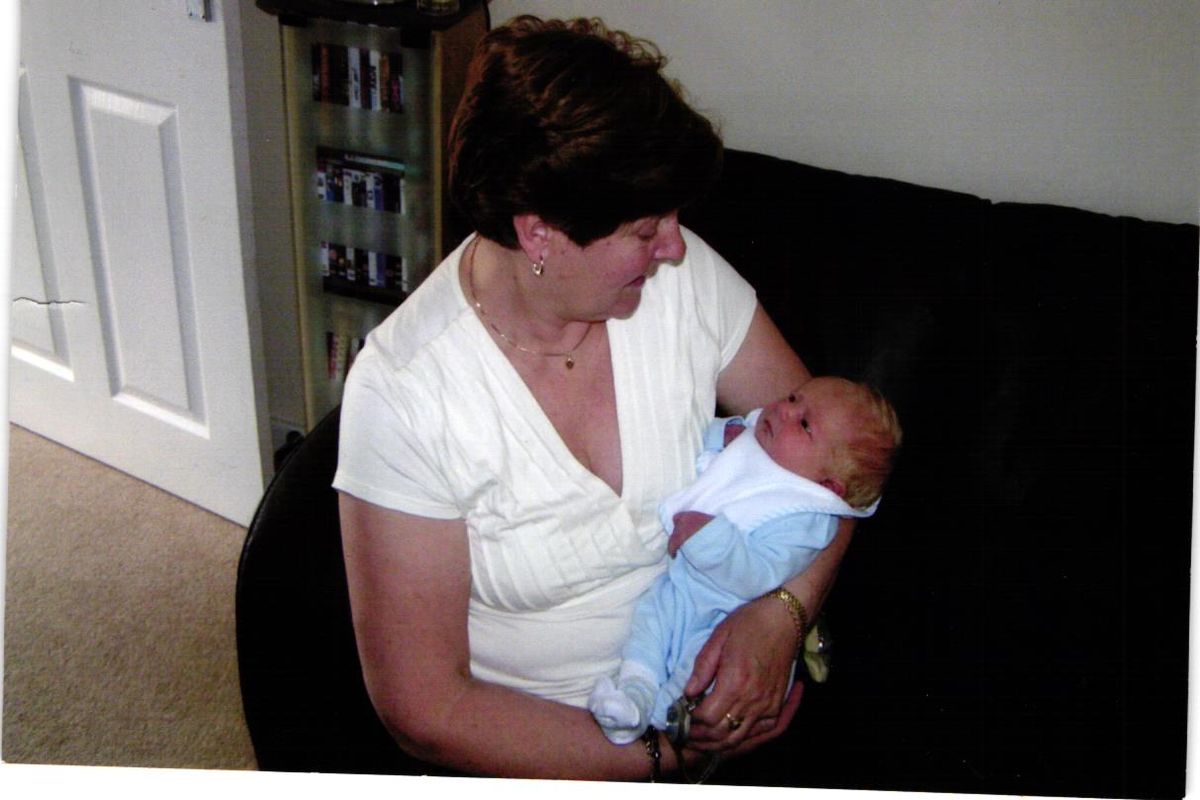 A newborn to hold, around 1999